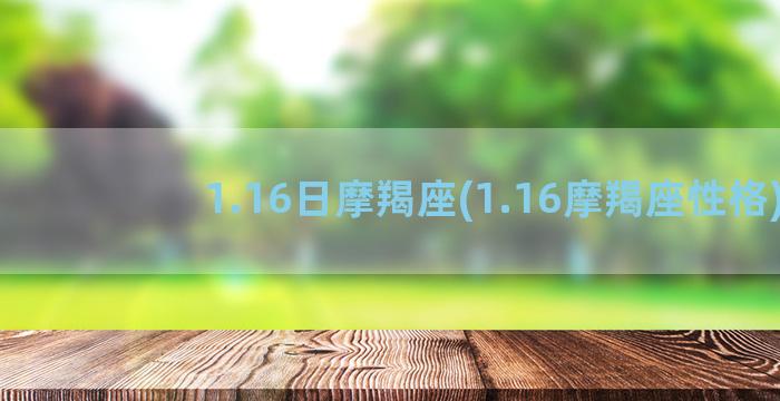 1.16日摩羯座(1.16摩羯座性格)