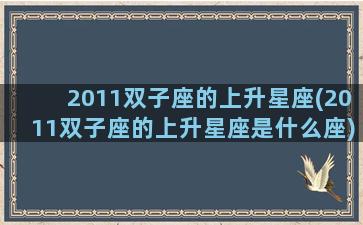 2011双子座的上升星座(2011双子座的上升星座是什么座)