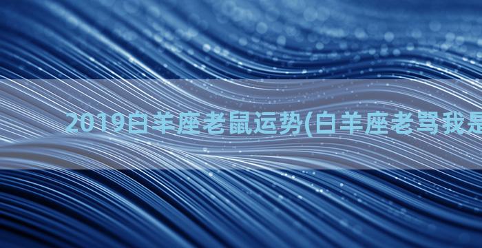 2019白羊座老鼠运势(白羊座老骂我是为什么)