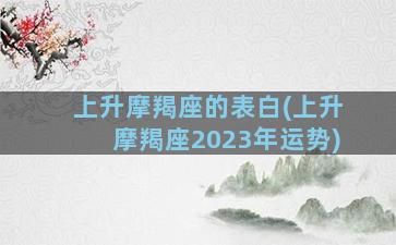 上升摩羯座的表白(上升摩羯座2023年运势)