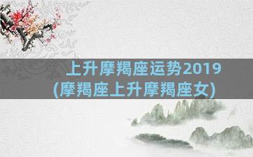 上升摩羯座运势2019(摩羯座上升摩羯座女)