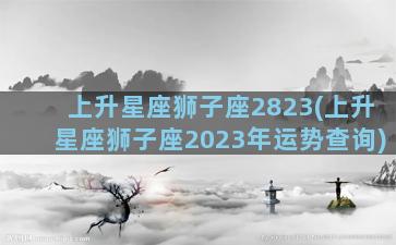 上升星座狮子座2823(上升星座狮子座2023年运势查询)