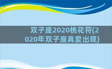 双子座2020桃花符(2020年双子座真爱出现)