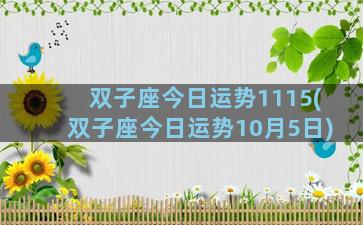 双子座今日运势1115(双子座今日运势10月5日)