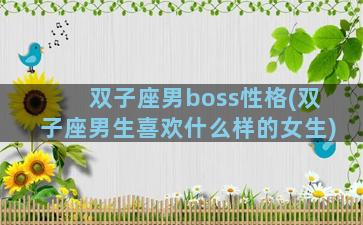 双子座男boss性格(双子座男生喜欢什么样的女生)