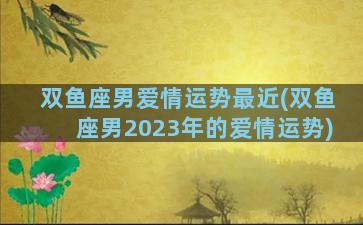 双鱼座男爱情运势最近(双鱼座男2023年的爱情运势)