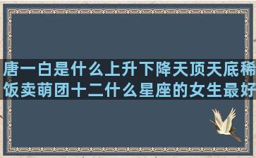 唐一白是什么上升下降天顶天底稀饭卖萌团十二什么星座的女生最好色(云朵唐一白是什么电视)