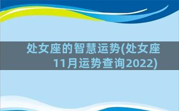 处女座的智慧运势(处女座11月运势查询2022)