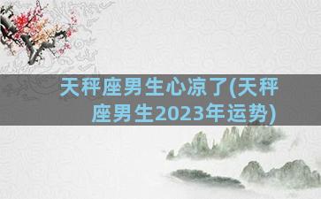 天秤座男生心凉了(天秤座男生2023年运势)