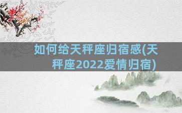 如何给天秤座归宿感(天秤座2022爱情归宿)