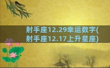 射手座12.29幸运数字(射手座12.17上升星座)