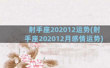 射手座202012运势(射手座202012月感情运势)