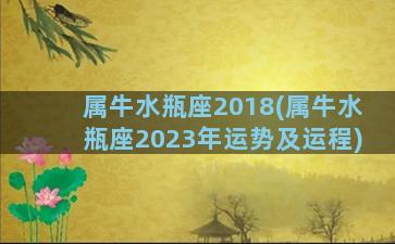 属牛水瓶座2018(属牛水瓶座2023年运势及运程)