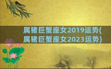 属猪巨蟹座女2019运势(属猪巨蟹座女2023运势)