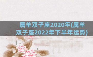 属羊双子座2020年(属羊双子座2022年下半年运势)