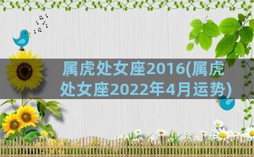 属虎处女座2016(属虎处女座2022年4月运势)