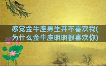 感觉金牛座男生并不喜欢我(为什么金牛座明明很喜欢你)