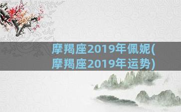 摩羯座2019年佩妮(摩羯座2019年运势)