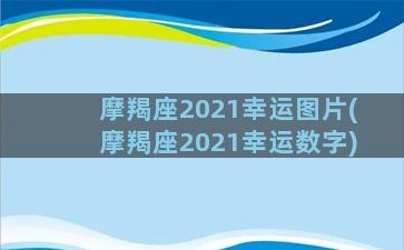 摩羯座2021幸运图片(摩羯座2021幸运数字)