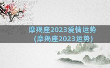 摩羯座2023爱情运势(摩羯座2023运势)