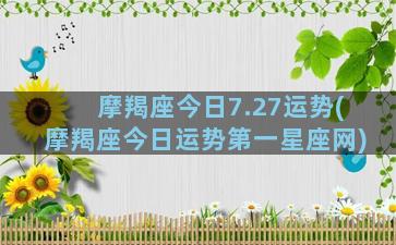 摩羯座今日7.27运势(摩羯座今日运势第一星座网)