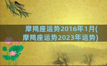 摩羯座运势2016年1月(摩羯座运势2023年运势)