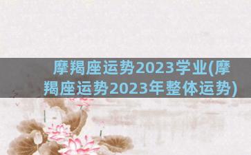 摩羯座运势2023学业(摩羯座运势2023年整体运势)