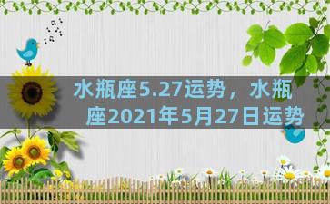 水瓶座5.27运势，水瓶座2021年5月27日运势