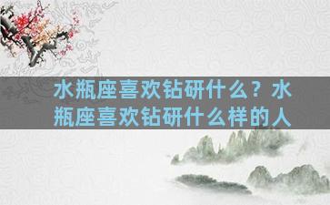 水瓶座喜欢钻研什么？水瓶座喜欢钻研什么样的人