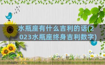 水瓶座有什么吉利的话(2023水瓶座终身吉利数字)