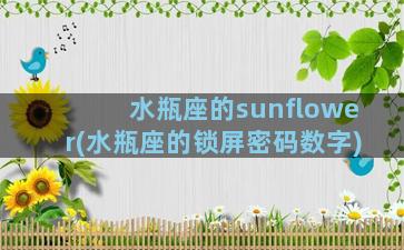 水瓶座的sunflower(水瓶座的锁屏密码数字)