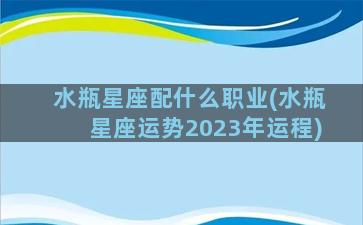 水瓶星座配什么职业(水瓶星座运势2023年运程)