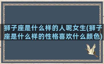 狮子座是什么样的人呢女生(狮子座是什么样的性格喜欢什么颜色)