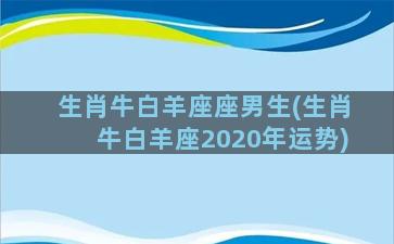 生肖牛白羊座座男生(生肖牛白羊座2020年运势)