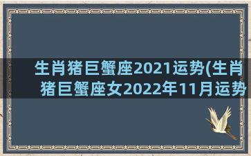 生肖猪巨蟹座2021运势(生肖猪巨蟹座女2022年11月运势)