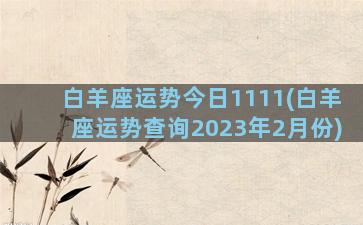 白羊座运势今日1111(白羊座运势查询2023年2月份)