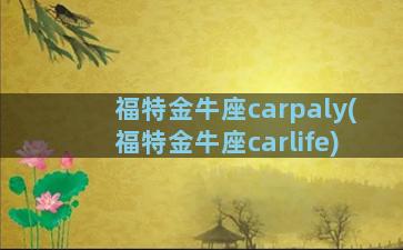 福特金牛座carpaly(福特金牛座carlife)