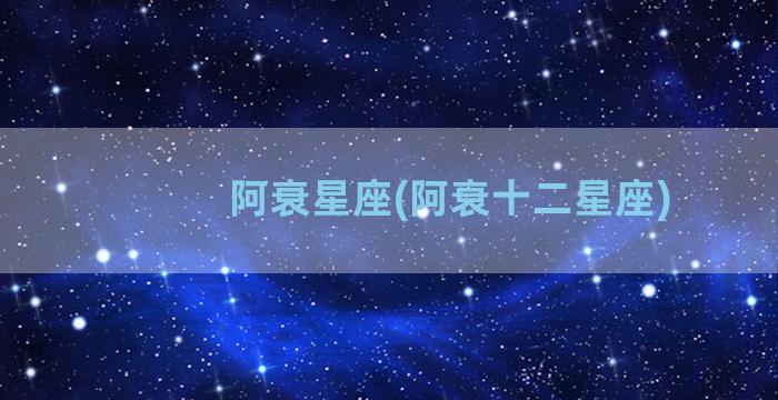 阿衰星座(阿衰十二星座)