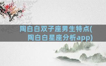 陶白白双子座男生特点(陶白白星座分析app)