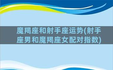 魔羯座和射手座运势(射手座男和魔羯座女配对指数)