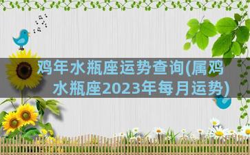 鸡年水瓶座运势查询(属鸡水瓶座2023年每月运势)